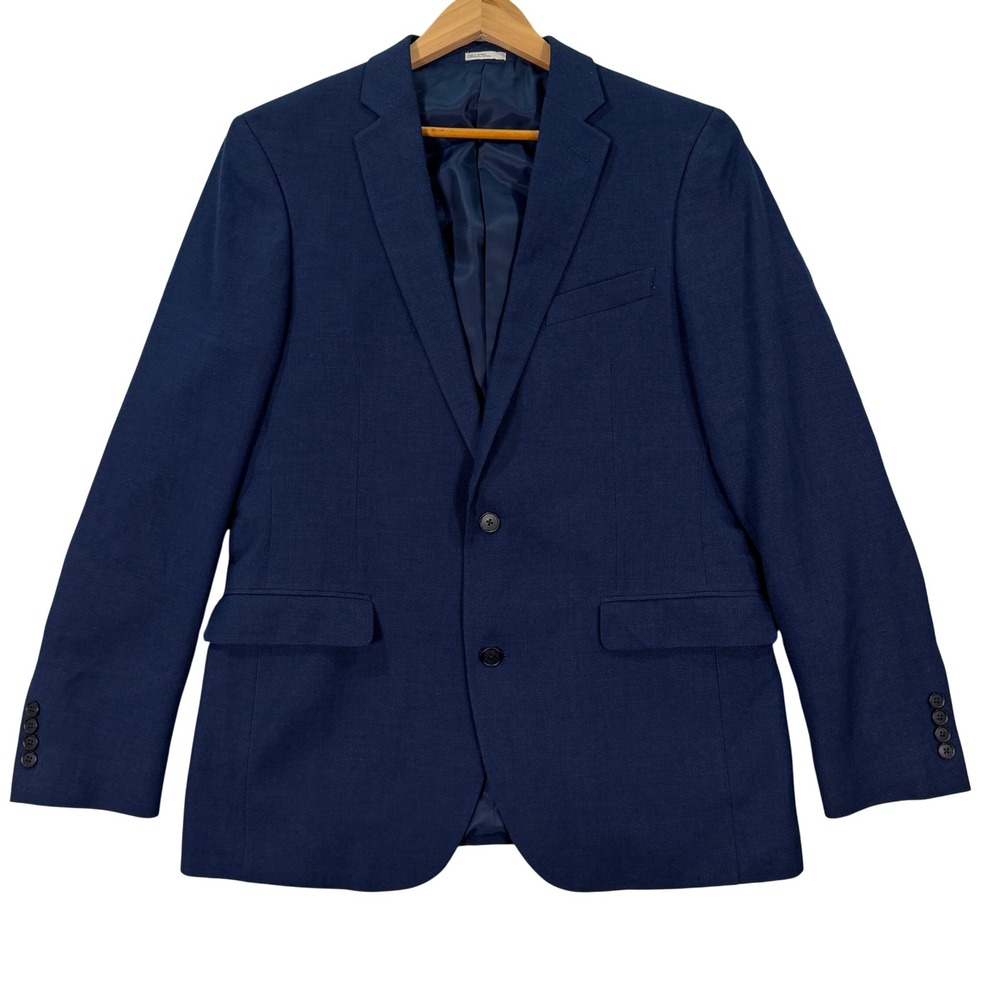 Nordstrom Rack Mens 42L Modern Slim Fit 2-Button Blazer Sport Coat Blue Stretch
